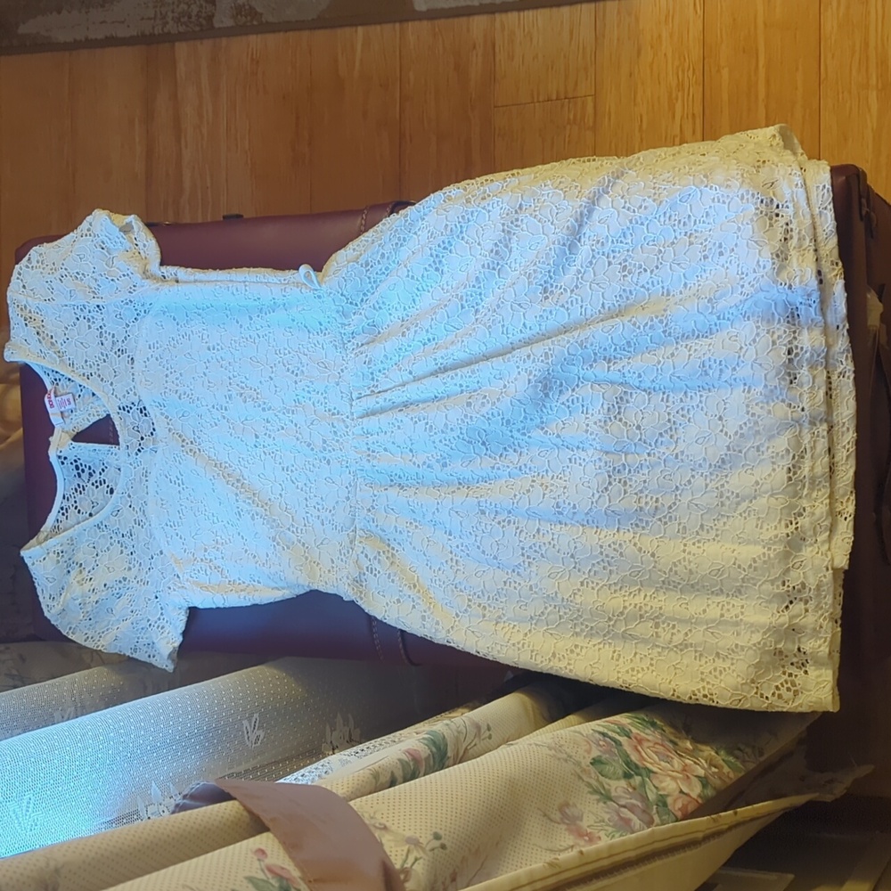 White dress with lace flowers
